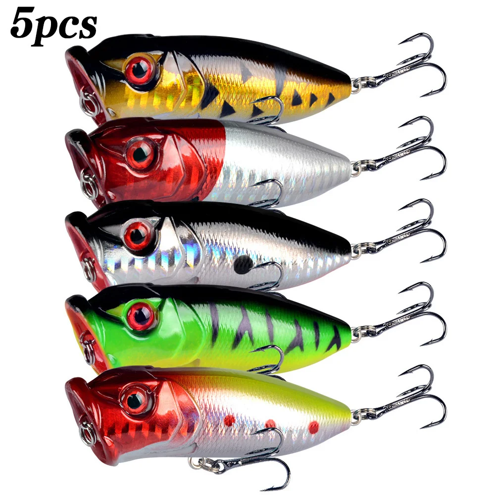 5Pcs Popper Fishing Lures 3d E - Fishing Lure Crankbait review and price